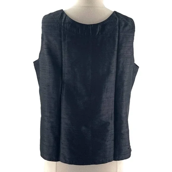Emmelle Black Silk Shantung Sleeveless Blouse  Size Large NWOT - Picture 6 of 7